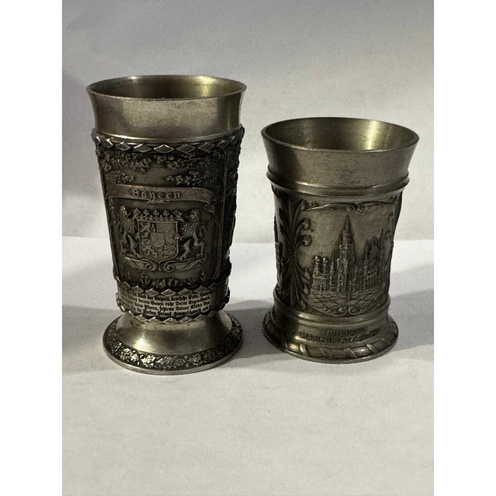 Vintage Pewter Mini Cups – German SKS Zinn, 2" & 2.5"